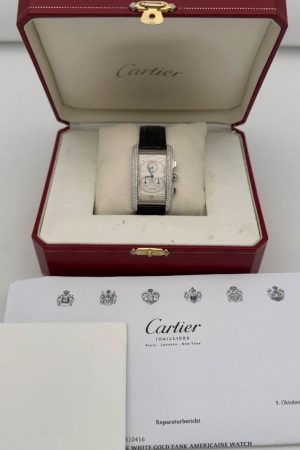 Cartier Tank Américaine Chronographe, or 18 carats, sertissage diamant d'origine, réf. 2312