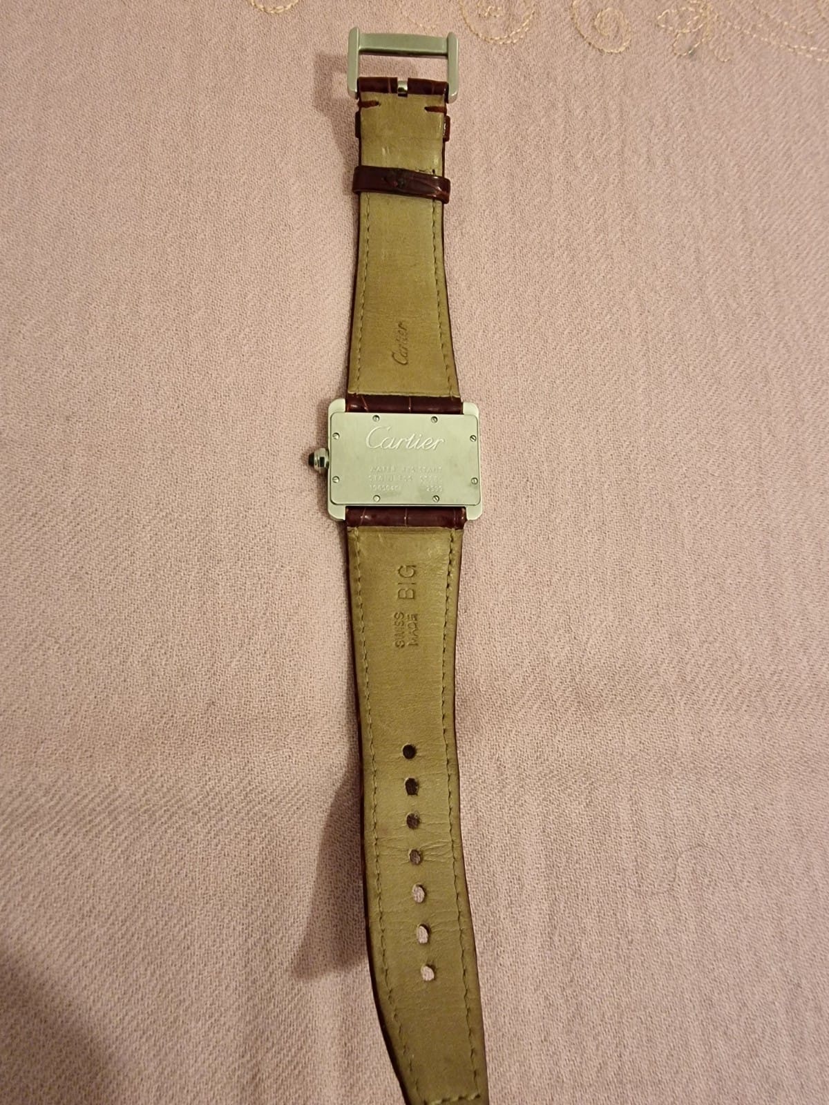 Montre Cartier Tank Divan pour femme, en acier inoxydable, bracelet rouge, 32 mm, réf. 2599 – Image 5