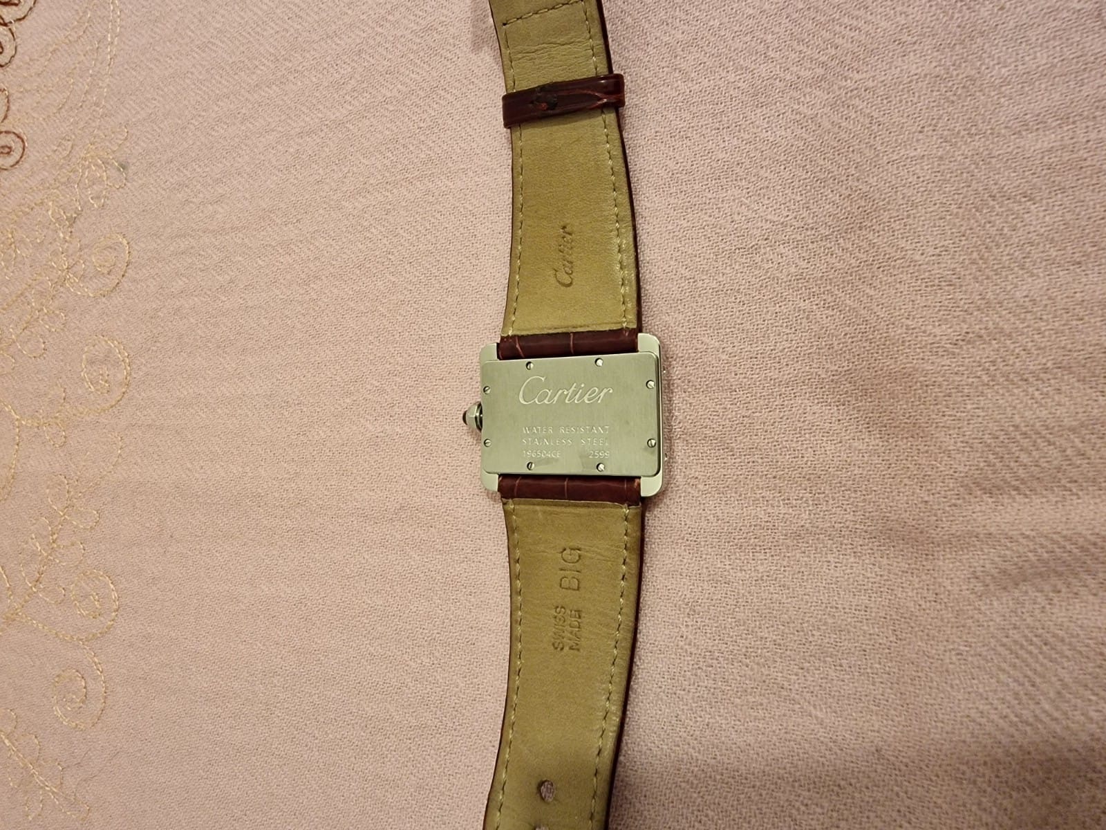 Montre Cartier Tank Divan pour femme, en acier inoxydable, bracelet rouge, 32 mm, réf. 2599 – Image 6
