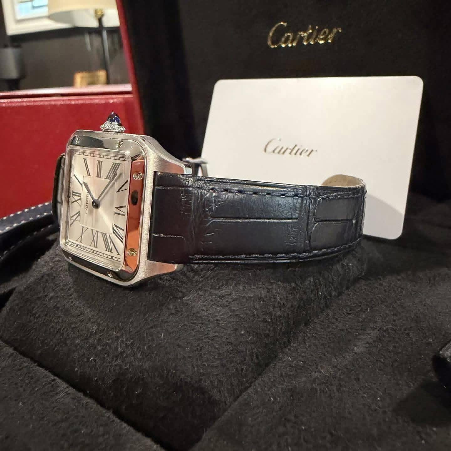 Montre Cartier Santos Dumont — Quartz — Cadran argenté — Acier — Grand modèle – Image 2