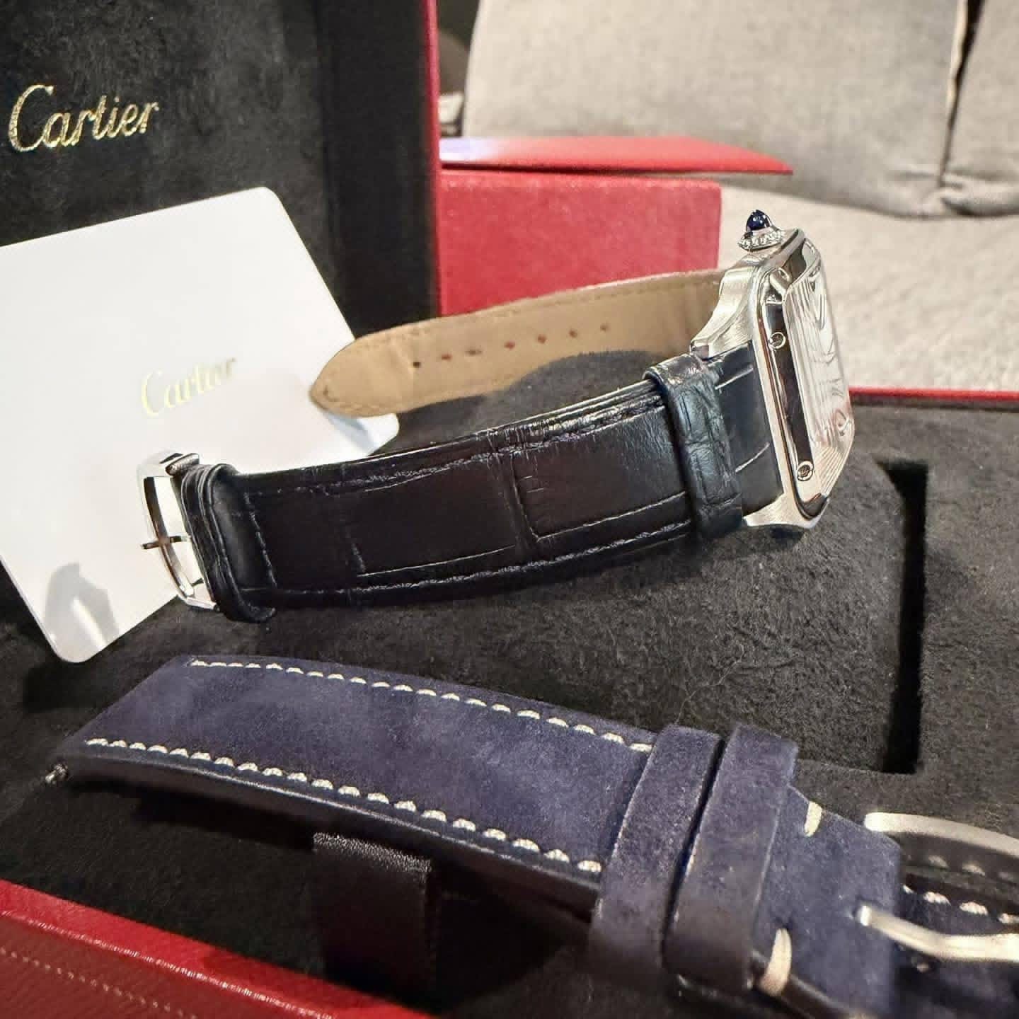 Montre Cartier Santos Dumont — Quartz — Cadran argenté — Acier — Grand modèle – Image 6