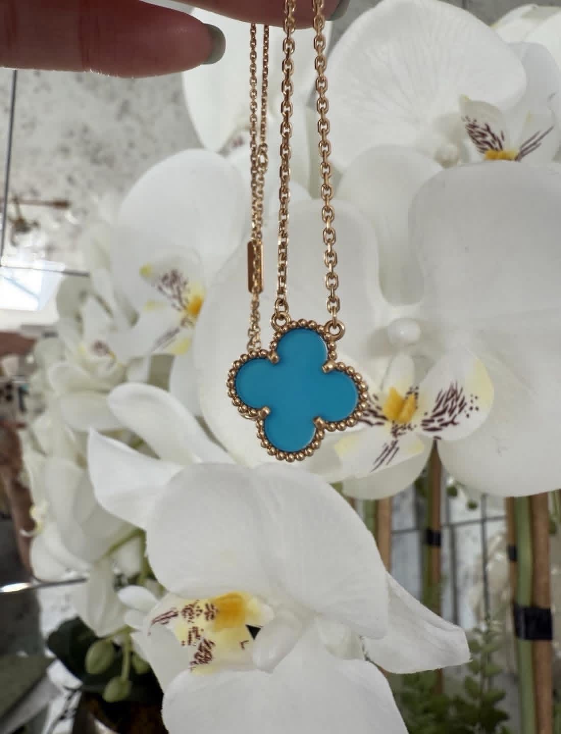 Pendentif Van Cleef & Arpels Vintage Alhambra Agate Or Jaune 750 Coffret – Image 3