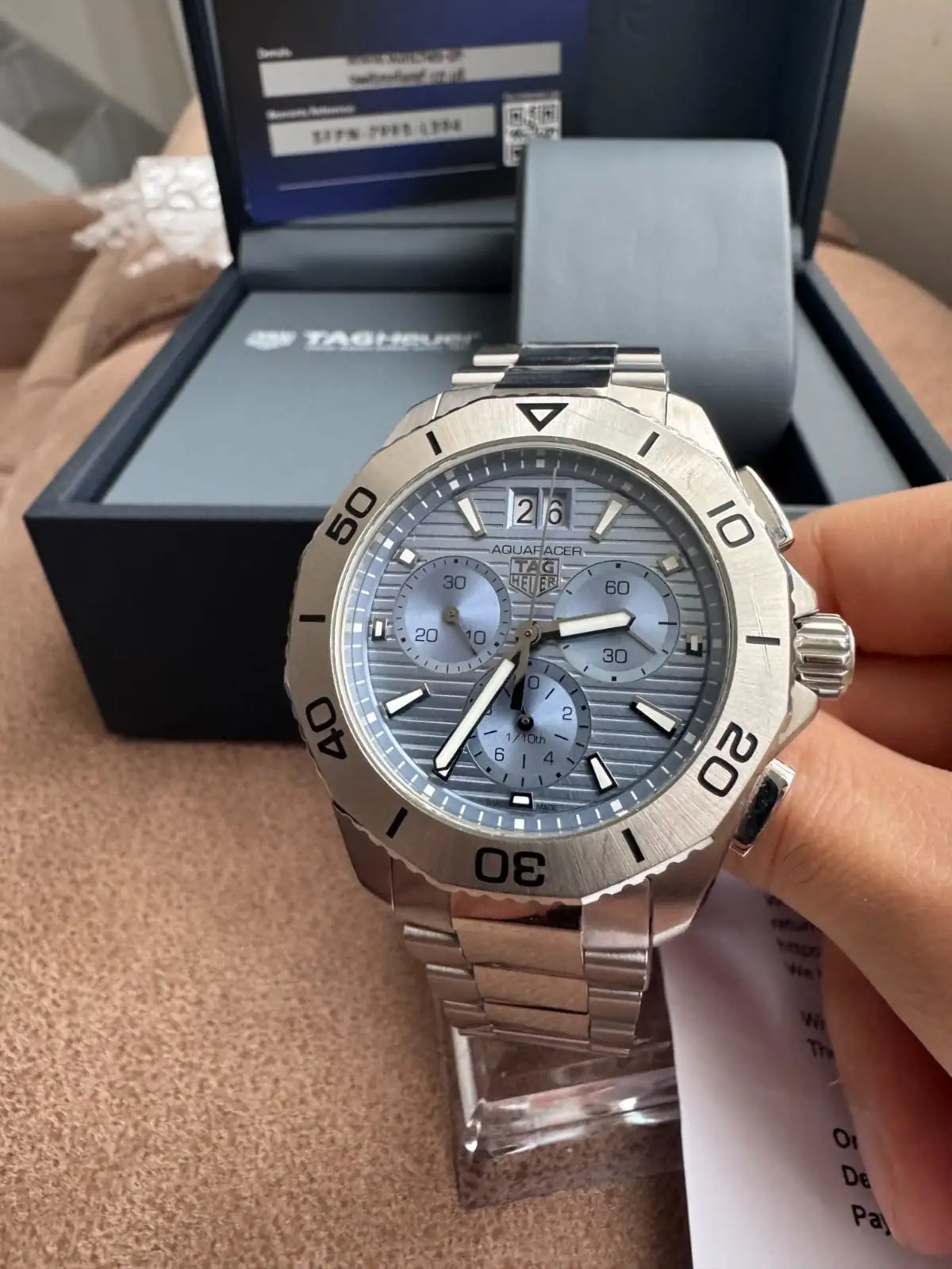 Montre homme TAG Heuer Aquaracer bleue Professional 200 Chronographe 40 mm – Image 3