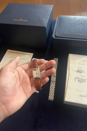 Coffret complet Jaeger-LeCoultre Reverso 260808 : bracelet en acier inoxydable, bracelet et fermoir Jaeger