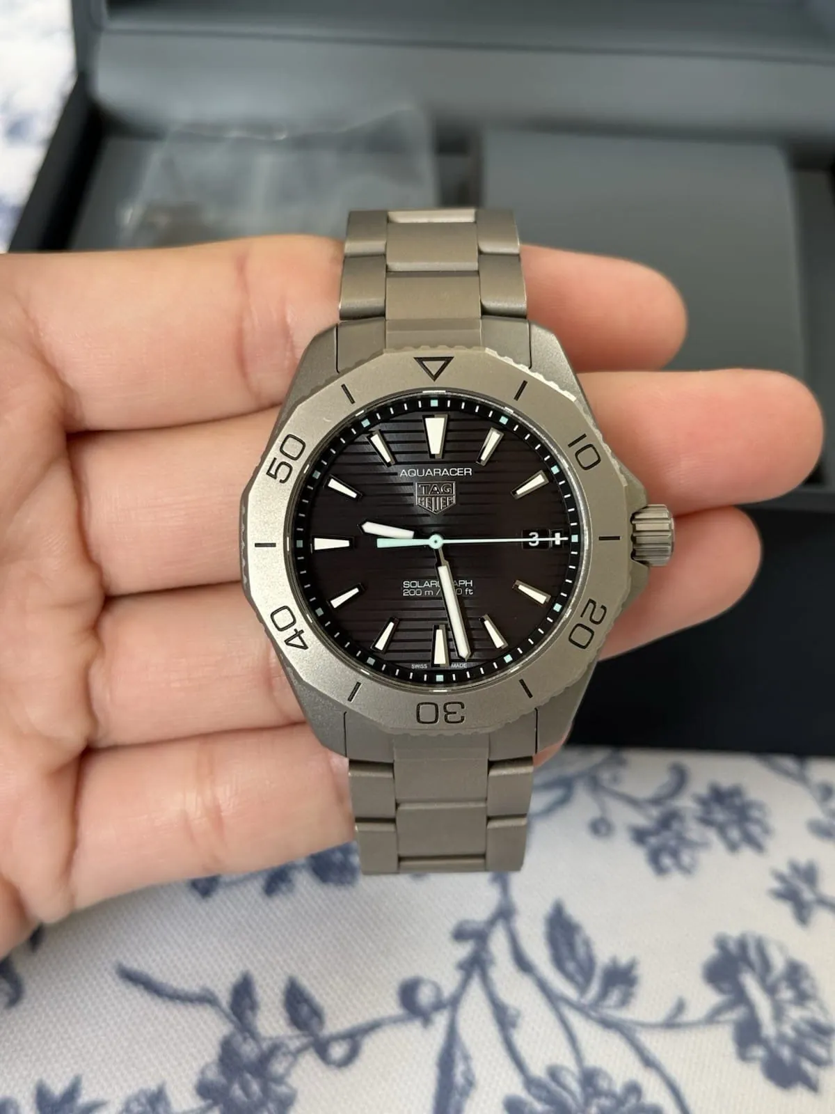 TAG HEUER Aquaracer Titanium 200 Solargraph WBP1180.BF0000 Boîte complète, papiers 2023