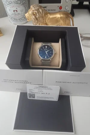 Montre IWC Portofino Automatique IW356506 Cadran Bleu 40 mm Ensemble Complet Carte de Garantie 2021