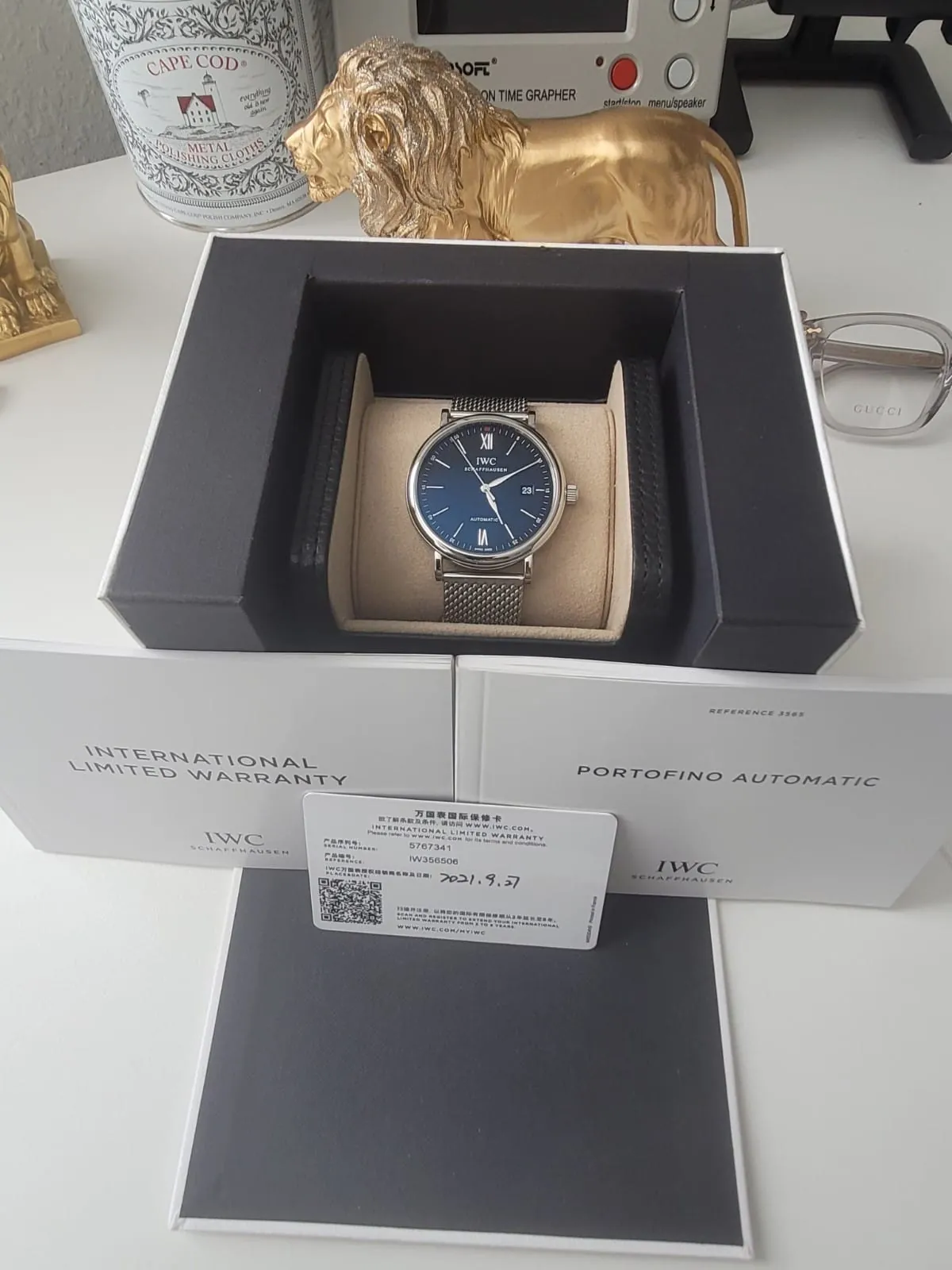 Montre IWC Portofino Automatique IW356506 Cadran Bleu 40 mm Ensemble Complet Carte de Garantie 2021