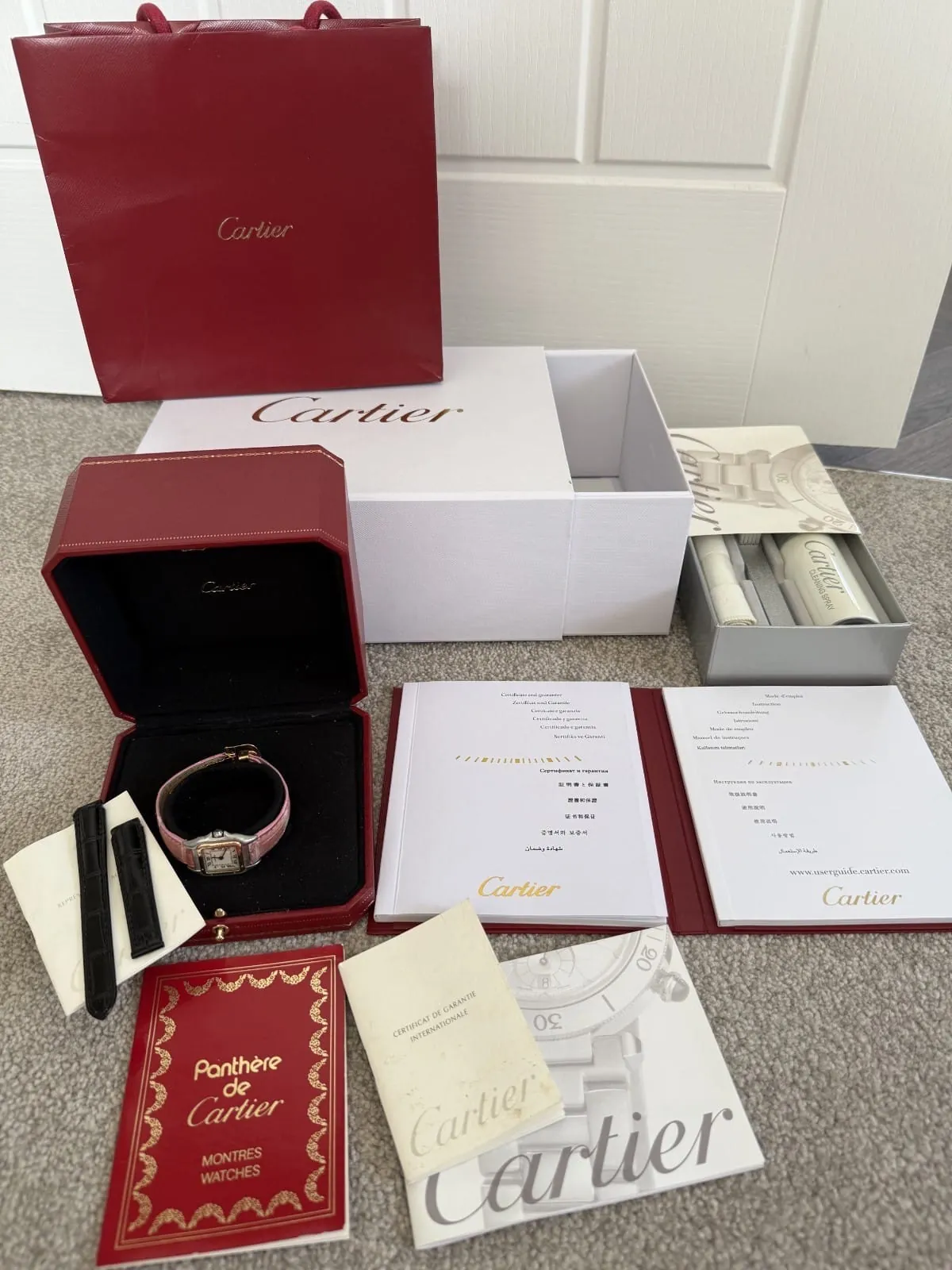 Montre Cartier Panthère pour femme - Or 18 carats et acier - Coffret complet