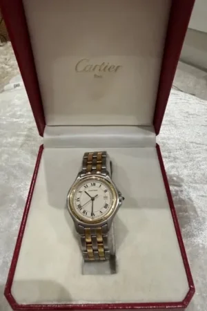 Montre Cartier Cougar 33 mm en acier et or 18 carats, boîte et papiers. Réf. 187904