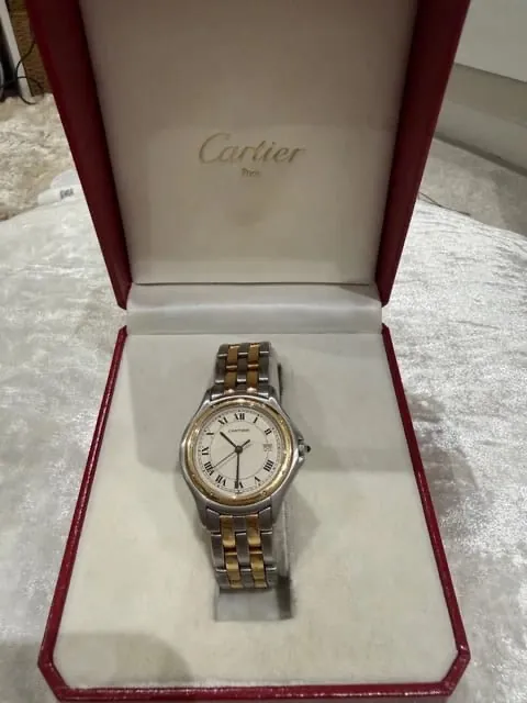 Montre Cartier Cougar 33 mm en acier et or 18 carats, boîte et papiers. Réf. 187904